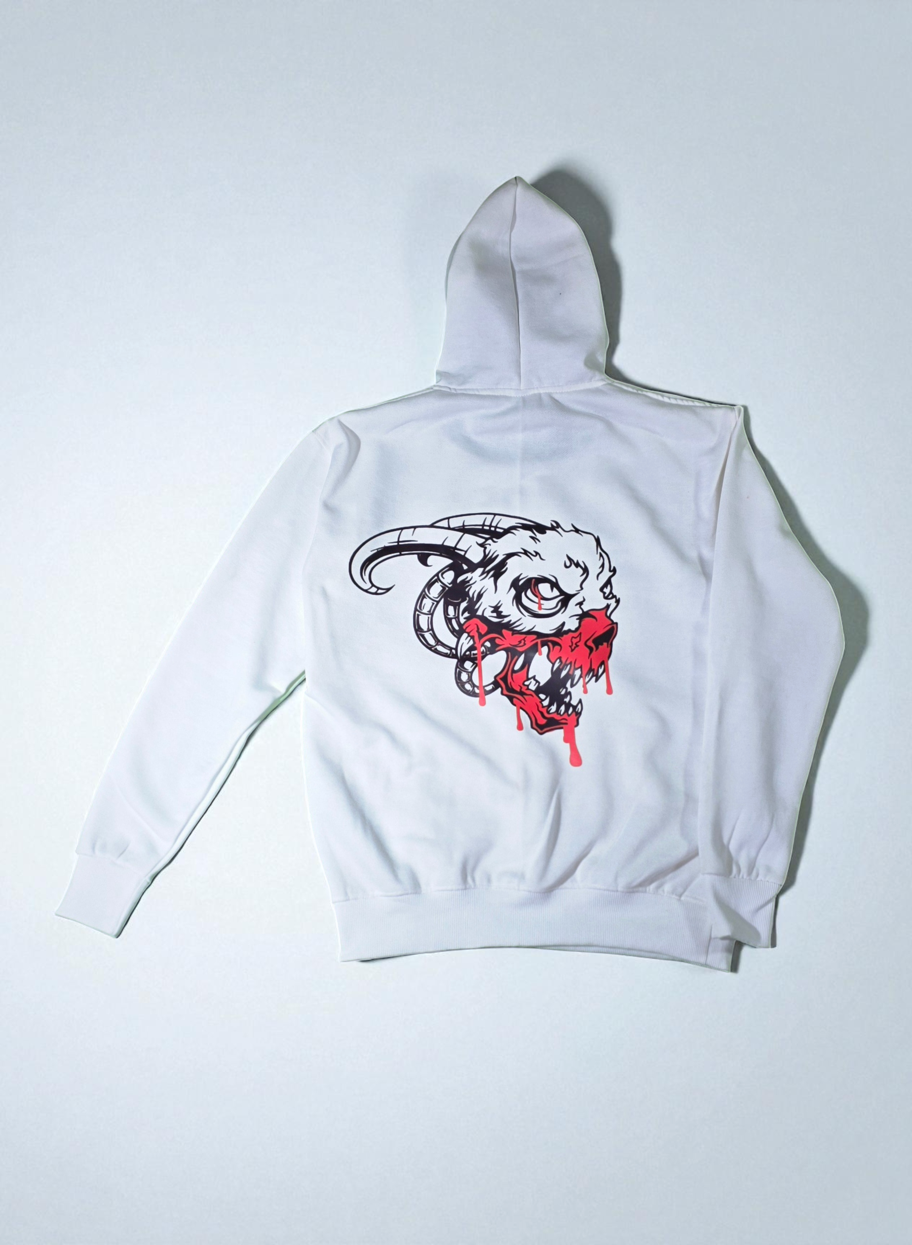 Snowy White Bloody Skull Hoodie