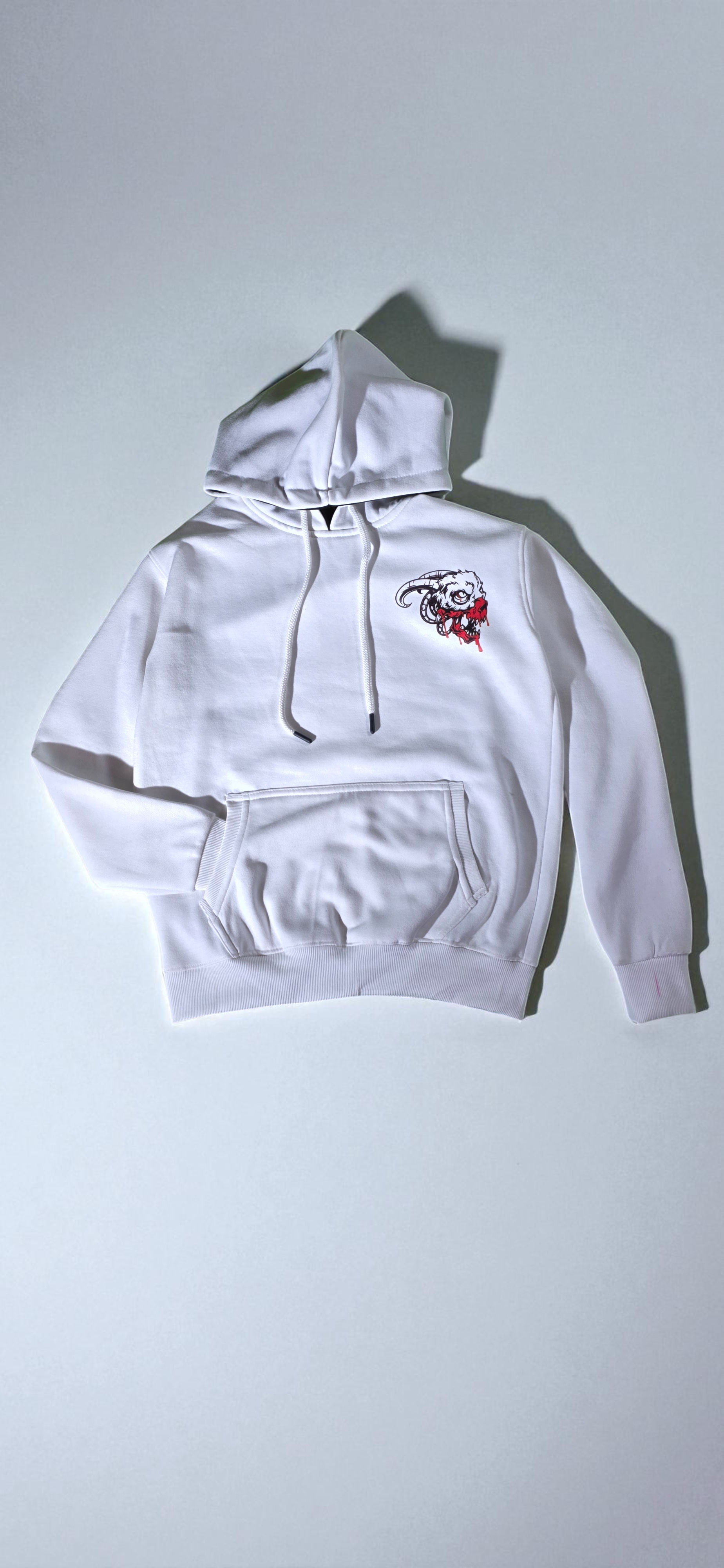 Snowy White Bloody Skull Hoodie